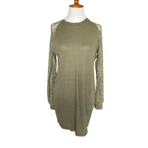 Sample Text Olive Green Waffle Dress
